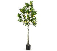 COSTWAY Artificial Lemon Tree, 80cm/120cm/160cm Tall Fake Lemon Plant with Lemon Fruits & Cement Pot, Greenery Potted Faux Floor Plant for Indoor Home Living Room Porch Office Decor (1, 160cm)