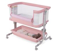 Costway Baby Bassinet Bedside Sleeper Bedside Crib W/ 6-Level Adjustable Height-Pink