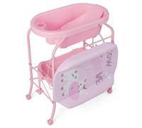 Costway Baby Changing Table with Bathtub Folding Infant Diaper Changing Nursery Station in Pink COSTWAY Pink