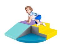 Costway Baby Climb & Crawl Foam Block Play Set 4-Piece Kids Soft Toy Set-Navy