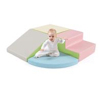 Costway Baby Climb & Crawl Foam Block Play Set 4-Piece Kids Soft Toy Set-Pink COSTWAY Multicolor