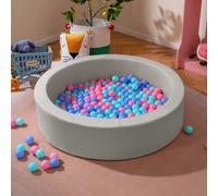 Costway Baby Foam Ball Pit With Ocean Balls Soft Round Kids Ball Pool-Grey
