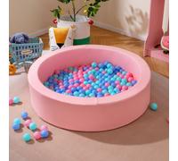 Costway Baby Foam Ball Pit With Ocean Balls Soft Round Kids Ball Pool-Pink