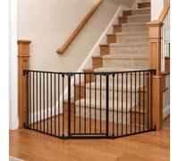 Costway Baby Gate For Doorways 3-Panel Hardware-Mounted Metal Safety Pet Gate-Black