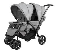Costway Baby Pram Double Seat Safety Belt Adjustable Backrest Buggy Pushchair Stroller in Grey COSTWAY Grey