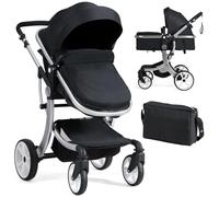 COSTWAY Baby Pushchair, Foldable Infant Stroller with Rain Cover, Mosquito Net, Carry Bag, Adjustable Backrest/Handle/Canopy, Convertible Buggy Pram for 0-3 Years (Black)