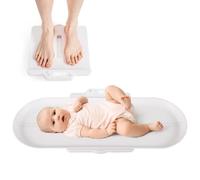 COSTWAY Baby Scale, Universal Digital Weighing Scale with Detachable Tray, Tare and Auto Lock Function, Height Measurement, for Infant, Toddler, Adult, Pets, Up to 150 kg (73 x 32cm)
