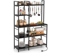 Costway Bakers Rack 5-Tier Coffee Bar Table 159 cm Large Microwave Stand in Black COSTWAY Black