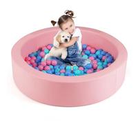 COSTWAY Ball Pit, 105 x 24cm Round Foam Balls Pool with Removable PU Cover, 200 Ocean Ball, for Indoor Outdoor (Pink)
