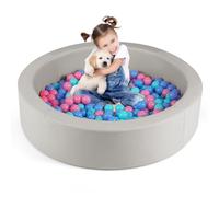 COSTWAY Ball Pit, 105 x 24cm Round Foam Balls Pool with Removable PU Cover, 200 Ocean Ball, for Indoor Outdoor (Grey)