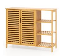 Costway Bamboo Bathroom Cabinet 2-Door Storage Cabinet W/ Shelves-Natural