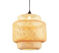 COSTWAY Bamboo Ceiling Light, Hand Woven Lampshade Hanging Pendant Light, Retro Decorative Chandelier Ceiling Lamp for Restaurant Living Room Coffee Farmhouse