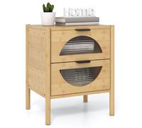Costway Bamboo Nightstand Mid-century Modern Bedside Table in Natural COSTWAY Natural