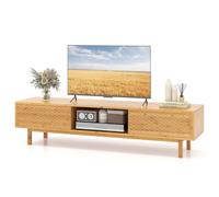 Costway Bamboo TV Stand for 65" TVs 160cm Mid Century Modern TV Console Table in Natural COSTWAY Natural