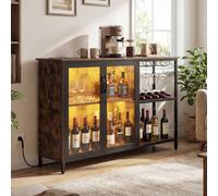 Costway Bar Cabinet With Power Outlets Industrial Sideboard Buffet With Wine Racks
