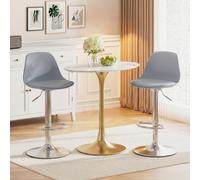 Costway Bar Stools Set Of 2 Faux Leather Counter Height Chairs With Backrests-Grey