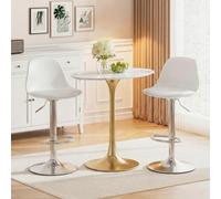 Costway Bar Stools Set Of 2 Faux Leather Counter Height Chairs With Backrests-White