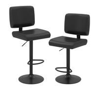 Costway Bar Stools Set Of 2 Swivel Bar Chairs With Adjustable Height-Black