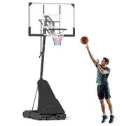 COSTWAY Basketball Hoop, 10FT Basketball Goal System | Shatterproof Backboard, Rebounder & Wheels, Indoor Outdoor Height Adjustable Freestanding Backboard Set for Kids Teens Adults