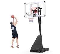 COSTWAY Basketball Hoop, 10FT Basketball Goal System | Shatterproof Backboard, Rebounder & Wheels, Indoor Outdoor Height Adjustable Freestanding Backboard Set for Kids Teens Adults