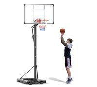 COSTWAY Basketball Hoop and Stand, 3.3-7 FT/5.6-10 Ft Height Adjustable Basketball Goal System with Shatterproof PC Backboard, Wheels and Stable Base, Indoor Outdoor Basketball Stand (170-305cm)