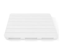 COSTWAY Bath Mat, Waterproof HIPS Shower Mat with Anti-Slip Rubber Pads, Rectangular Bathtub Floor Mat for Home Bathroom, Outdoor Shower, Sauna and Spa (White, 60 x 48cm)