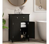 Costway Bathroom Floor Cabinet Freestanding Storage Cupboard With Double Door-Black