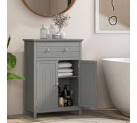 Costway Bathroom Floor Cabinet Freestanding Storage Cupboard With Double Door-Grey