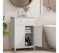 Costway Bathroom Floor Cabinet Freestanding Storage Cupboard With Double Door-White
