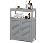 Costway Bathroom Floor Cabinet Freestanding W/ Open Storage & Double Door