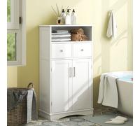 Costway Bathroom Floor Cabinet Home Office Storage Organizer W/2 Drawers & Adjustable Shelves