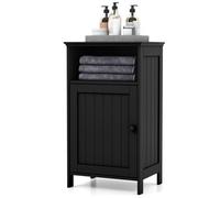 Costway Bathroom Floor Cabinet Single Door Side Cabinet W/ Shelf-Black