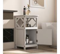 Costway Bathroom Floor Cabinet Single Door Storage Organizer Cabinet W/ Open Compartment