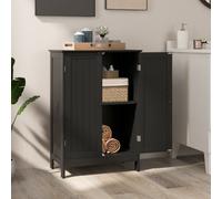 Costway Bathroom Floor Cabinet Wooden Freestanding Storage Cupboard With Adjustable Shelf Black