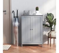 Costway Bathroom Floor Cabinet Wooden Freestanding Storage Cupboard With Adjustable Shelf Grey