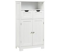Costway Bathroom Floor Cabinet Wooden Storage Cupboard w/ Adjustable Shelf in White COSTWAY White