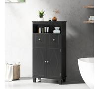 Costway Bathroom Floor Storage Cabinet Freestanding Storage Organizer With Doors-Black