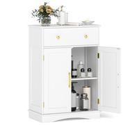 Costway Bathroom Floor Storage Cabinet Modern Buffet Sideboard With Drawer & Doors-White