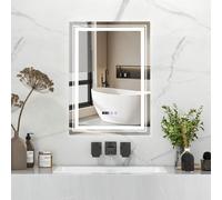 Costway Bathroom Led Vanity Mirror Dimmable Vanity Wall Mirror with 3 Colors 3000-6500K Anti-Fog in Silver COSTWAY Silver