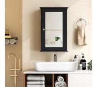 Costway Bathroom Medicine Cabinet Wall Mounted Mirror Cabinet W/ Single Door-Black