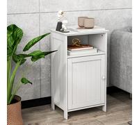 Costway Bathroom Side Cabinet With Single Door And Open Shelf