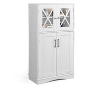 Costway Bathroom Storage Cabinet 108 Cm Small Cupboard With Adjustable Shelves-White