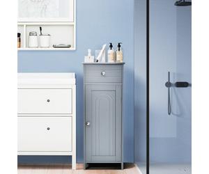 Costway Bathroom Storage Cabinet Floor Standing Wooden Cupboard W/ Single Door & Drawer