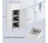 Costway Bathroom Storage Cabinet Freestanding Cabinet with Single Door in White COSTWAY White