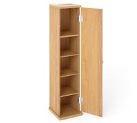 COSTWAY Bathroom Storage Cabinet, Freestanding Toilet Tissue Paper Roll Holder Floor Cabinet with Top Slot, Single Door Slim Bathroom Unit Cupboard Organiser (Natural)