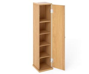 COSTWAY Bathroom Storage Cabinet, Freestanding Toilet Tissue Paper Roll Holder Floor Cabinet with Top Slot, Single Door Slim Bathroom Unit Cupboard Organiser (Natural)