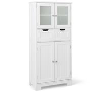 Costway Bathroom Storage Cabinet Tall Freestanding Floor Wood Cabinet Storage Organizer in White COSTWAY White