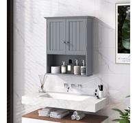 Costway Bathroom Storage Cabinet Wall Mounted Vanity Storage Cupboard W/ Adjustable Shelf