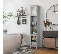 Costway Bathroom Tall Cabinet Slim Freestanding Storage Organizer Cupboard 2 Glass Doors