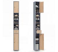 Costway Bathroom Tall Cabinet Slim Freestanding Storage Organizer Cupboard in Grey COSTWAY Grey